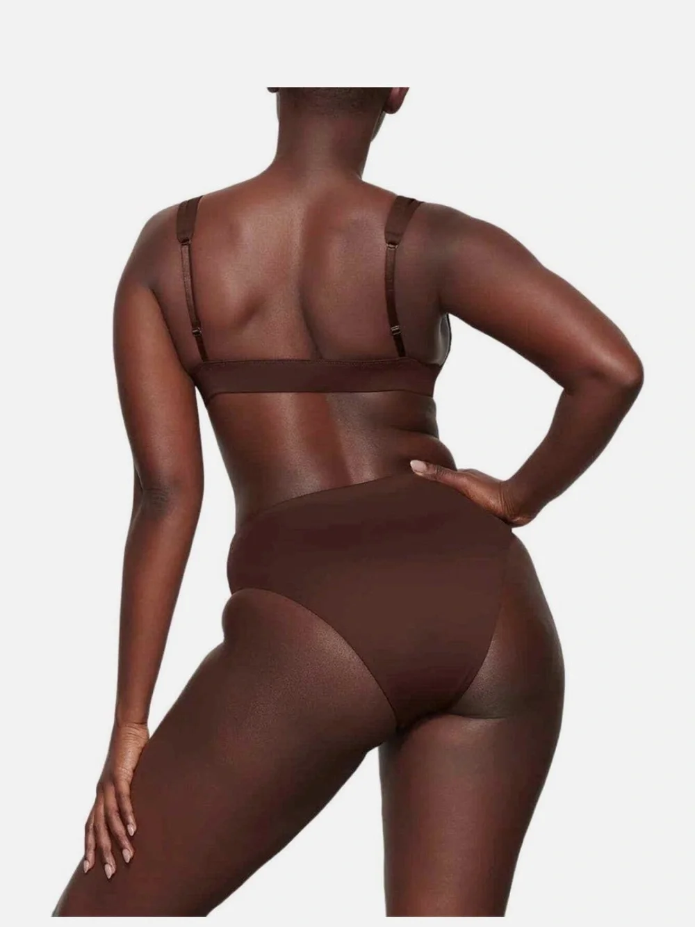 SKIMS SIGNATURE SWIM PLUNGE BIKINI TOP  AND BOTTOMS Cocoa